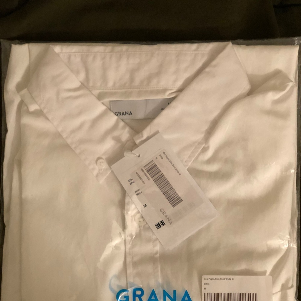 Grana Classic Slim Shirt - Chinese Poplin- White M